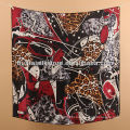 Lenço de seda turco mulheres vermelho leopardo marca de moda lenço de seda turco